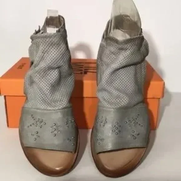 Miz Mooz Fifi Leather Wide Width Ankle-Strap Sandals - Picture 3 of 5